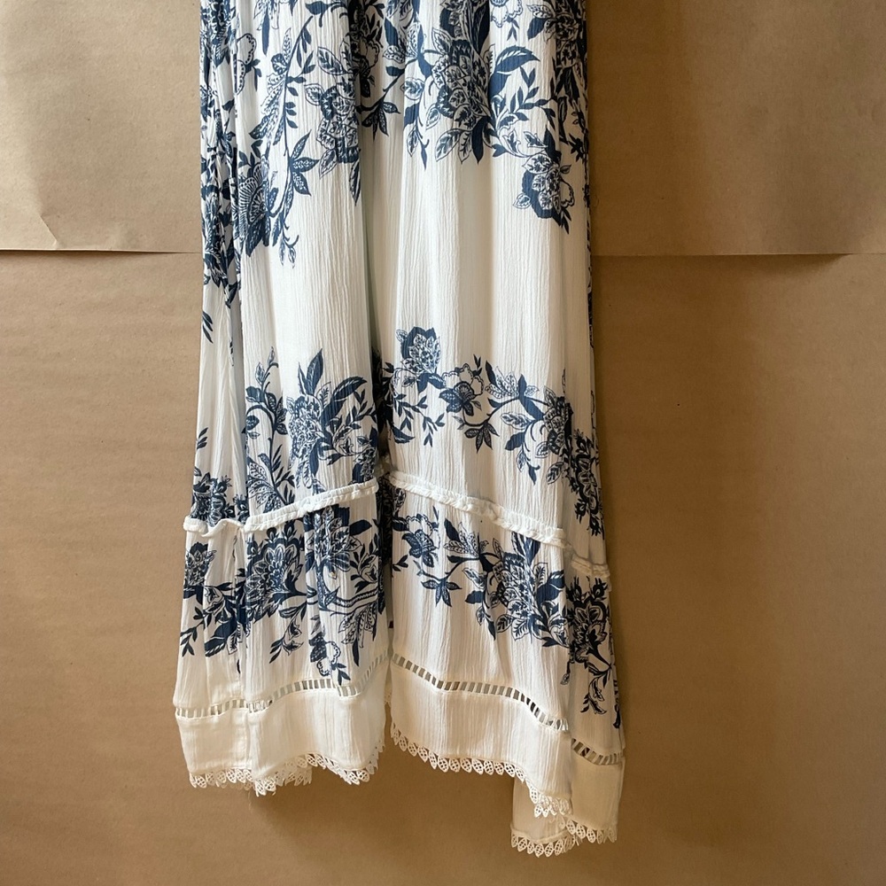 Chico's White Maxi Dress with Blue Floral Embroidery - Picture 2 of 14